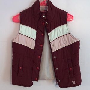 Semi warm maroon, pink and white vest